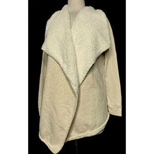 Love by Gap Sz XS Neutral Sherpa Lined Jersey Cotton Open Front Jacket